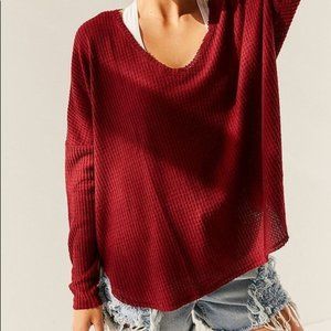 UO Out From Under Oversized Cozy Thermal V-Neck
